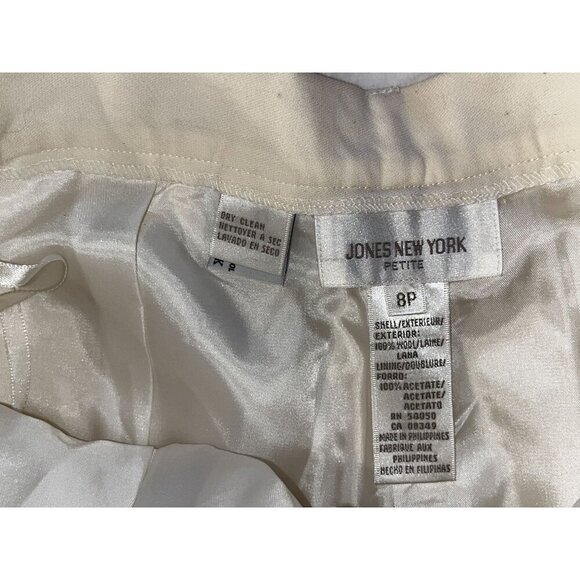 NWT Jones New York Cream High-Waist Pleated Wide Legs Women's Pants Size 8P - Picture 8 of 10